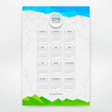 Calendar 2016 Illustrazione stock