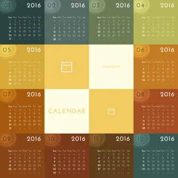 Calendar 2016 Illustrazione stock