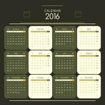 Calendar 2016 Stock Illustration