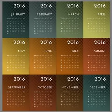 Calendar 2016 Stock Illustration