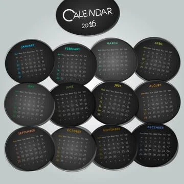 Calendar for 2016 Stock Illustration