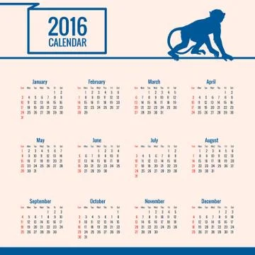 Calendar 2016 Stock Illustration
