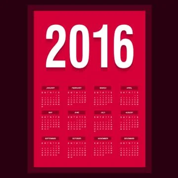Calendar 2016 Stock Illustration