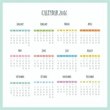 Calendar 2016 Stock Illustration