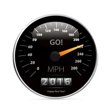 Calendar 2016 in speedometer car. Stock Illustration