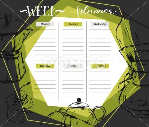 Calendar 2017 and Monthly Planner. Creative memphis style template. Modern Stock Illustration