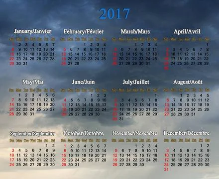 Calendar for 2017 on the background of thunder sky calendar for 2017 on th... Stock Photos