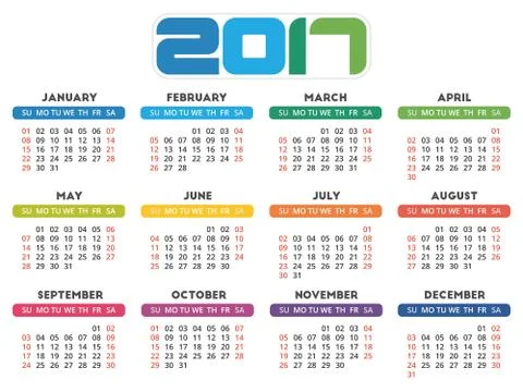 Calendar 2017 design Stock Illustration