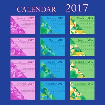 Calendar 2017. The geometric style. Vector illustration Stock Illustration