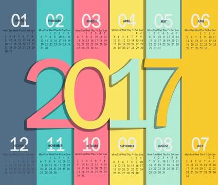 Calendar for 2017. Stock Illustration