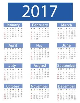 Calendar for 2017 Stock Illustration