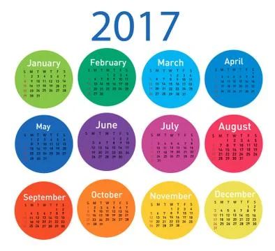 Calendar for 2017 Illustrazione stock