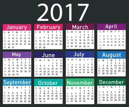 Calendar for 2017 Stock Illustration