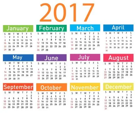 Calendar for 2017 Stock Illustration