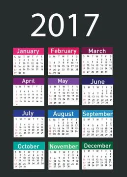 Calendar for 2017 Stock Illustration