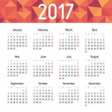Calendar for 2017 Stock Illustration