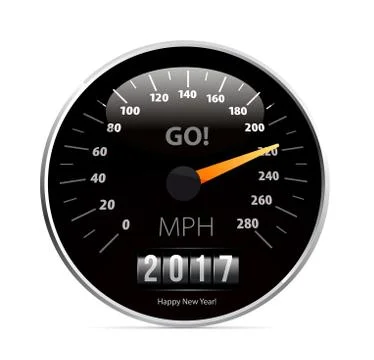 Calendar 2017 in speedometer car. Stock Illustration