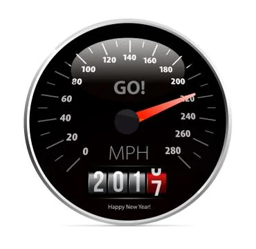Calendar 2017 in speedometer car. Stock Illustration