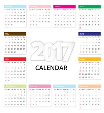 Calendar 2017 template design Ilustração Stock