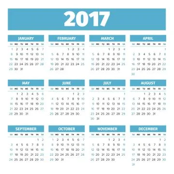 Calendar 2017 template Stock Illustration