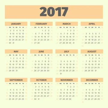 Calendar 2017 template Stock Illustration