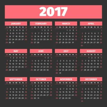 Calendar 2017 template Stock Illustration