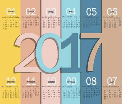 Calendar for 2017, vector. Stock Illustration