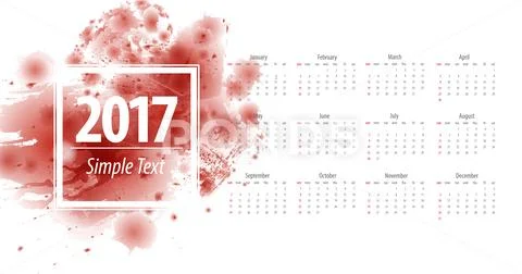 Calendar 2017 week starts from sunday vine Stock Illustration