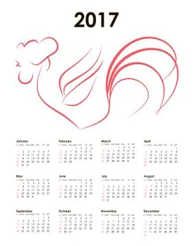Calendar for 2017 on white background Stock Illustration