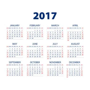 Calendar for 2017 on white background. Vector EPS10. Stock-Illustration