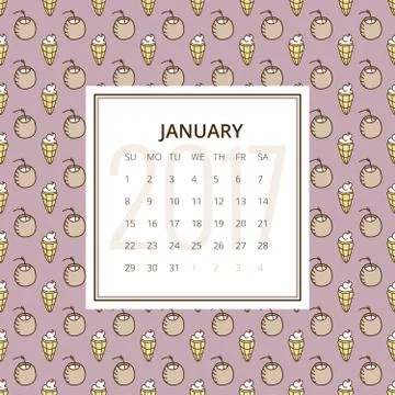 Calendar 2017 year Stock Illustration