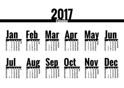 Calendar 2017 year Stock Illustration