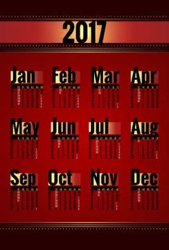 Calendar 2017 year Stock Illustration