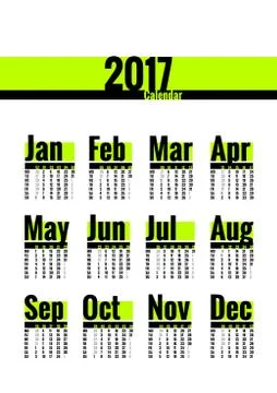 Calendar 2017 year Stock Illustration