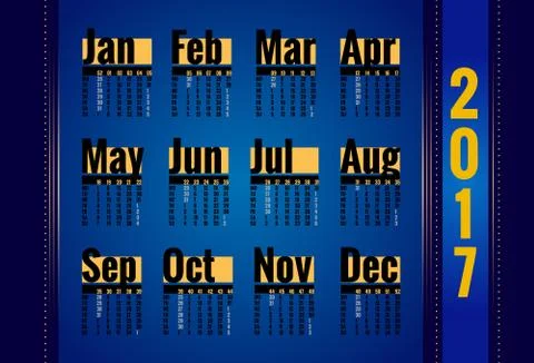Calendar 2017 year Stock Illustration