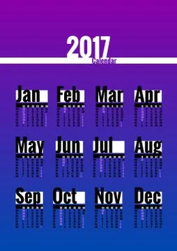 Calendar 2017 year Illustrazione stock