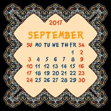 Calendar for 2017 Year. Illustrazione stock