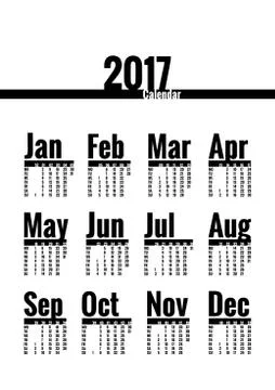 Calendar 2017 year Illustrazione stock