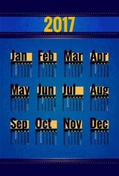 Calendar 2017 year Stock Illustration