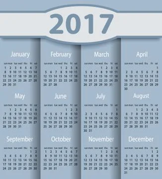 Calendar 2017 year vector design template Stock Illustration
