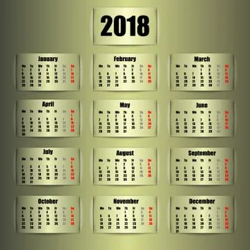 Calendar 2018. Banner design. Vector illustration. Stock Illustration