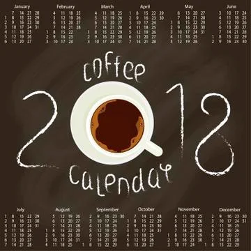 Calendar 2018 with Coffee Stock Illustration
