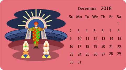 Calendar 2018 for December Stock Illustration