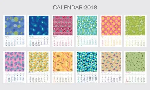 Calendar 2018 with different patterns Stock-Illustration
