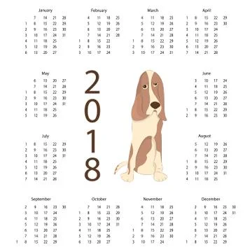 Calendar 2018 with dog Stock Illustration