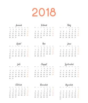 Calendar for 2018 germany simple on white background vector illustration Stock Illustration