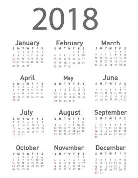 Calendar for 2018 Illustrazione stock