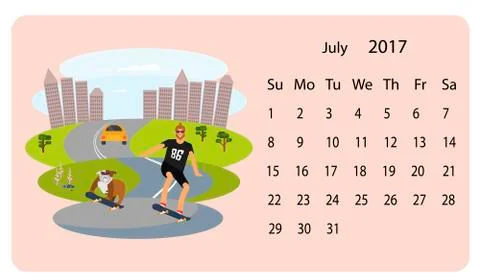 Calendar 2018 for July Stock Illustration