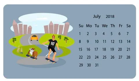 Calendar 2018 for July Stock Illustration