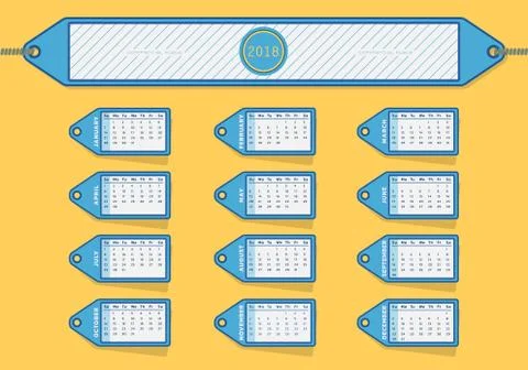 Calendar 2018 label design Illustrazione stock